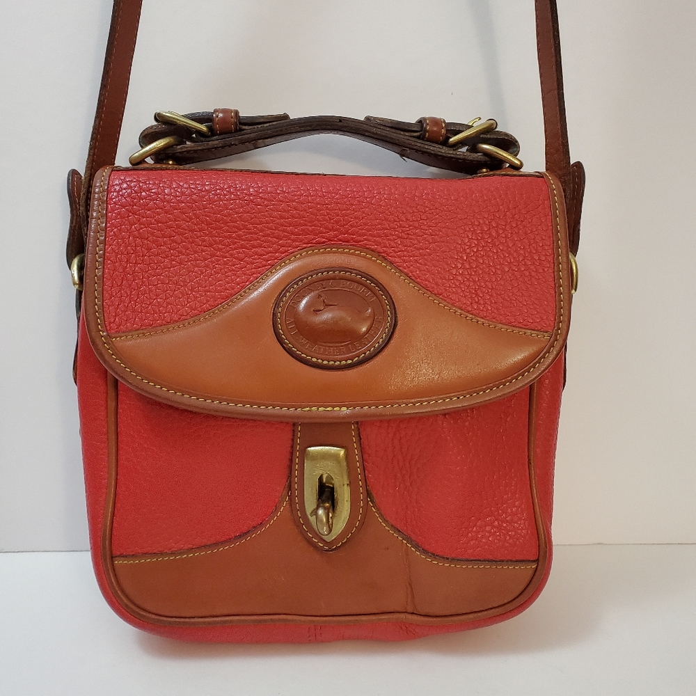 Dooney & Bourke - Vintage square carrier top handle crossbody purse in Rare red